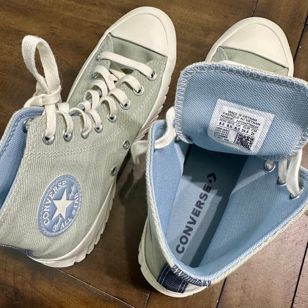 Converse Chuck Taylor All Star Lugged‎ High Platform Sage Light Blue Womens 8.5 - Picture 6 of 8